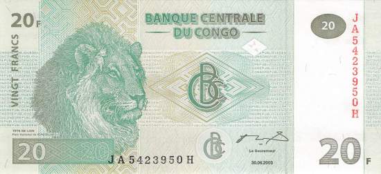 Kongo p.94 20 Francs 2003